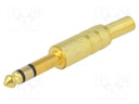 Plug; Jack 6,3mm; male; stereo; with strain relief; straight