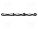 Patch panel; black; Number of ports: 24; Cat: 6; RJ45 socket x24