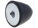 Vibration damper; M8; Ø: 50mm; rubber; L: 61mm; H: 8mm; 909N