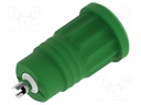Connector: 4mm banana; socket; 25A; green; nickel plated; soldered