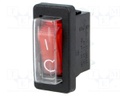 ROCKER; SPST; Pos: 2; OFF-ON; 16A/250VAC; red; neon lamp 250V