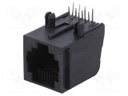Socket; RJ45; PIN: 8; Cat: 5; Layout: 8p8c; THT; angled