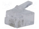 Plug; RJ11; PIN: 4; Layout: 6p4c; IDC,crimped; for cable