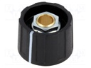 Knob; with pointer; ABS; Shaft d: 6mm; Ø23x15.5mm; black