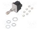 Switch: toggle; Pos: 3; DPDT; (ON)-OFF-(ON); 6A/230VAC; 18A/28VDC