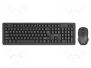 Office kit; black; universal; USB A; wireless,slim,US layout