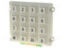 Keypad: plastic; No.of butt: 16; none; plastic; 200mΩ; 1.5N; 20mA