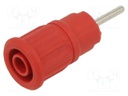 Socket; 4mm banana; 24A; 1kV; L: 35.5mm; red; nickel plated