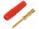 Plug; 1mm banana; 6A; 30VAC; 60VDC; red; gold-plated; Ø: 0.25mm