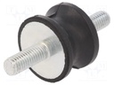 Vibration damper; M8; Ø: 30mm; rubber; L: 20mm; Thread len: 20mm
