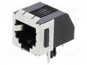 Socket; RJ11; PIN: 4; Cat: 3; shielded,with panel stop blockade