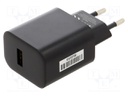 Power supply: switched-mode; 5VDC; 3A; Out: USB; 15W; Plug: EU