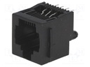 Socket; RJ45; PIN: 8; with panel stop blockade; Layout: 8p8c; THT