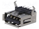 Socket; USB A; SMT; horizontal