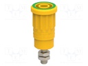 Connector: 4mm banana; socket; 36A; yellow-green; nickel plated
