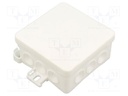 Enclosure: junction box; X: 85mm; Y: 40mm; Z: 85mm; IP54; white
