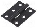 Hinge; Width: 40mm; zinc-plated steel; black; H: 50mm; Holes no: 6