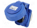Connector: AC supply; socket; female; 16A; 250VAC; PIN: 3; 2P+PE