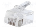 Plug; RJ12; PIN: 6; Layout: 6p6c; IDC,crimped; for cable