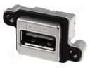 Socket; USB A; MUSB; for panel mounting,screw; THT; angled 90°