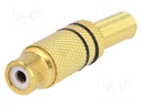 Plug; RCA; female; with strain relief; straight; soldering; 5mm