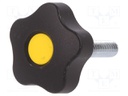 Knob; Dia: 50mm; M10; 40mm; H: 32mm; technopolymer (PP); black