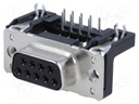 D-Sub; PIN: 9; socket; female; PCB snap-in; angled 90°; THT; M3