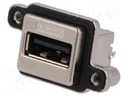 Socket; USB A; MUSB; for panel mounting,screw; THT; straight; IP67