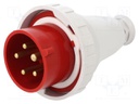 Connector: AC supply 3-phase; plug; male; 16A; 400VAC; IEC 60309