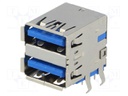 Socket; USB A; on PCBs; THT; angled 90°; double; USB 3.0