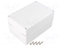 Enclosure: multipurpose; X: 150mm; Y: 100mm; Z: 75mm; ZP; ASA; white