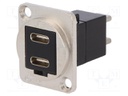 Adapter; USB C socket-front,USB C plug-back; FT; double; metal
