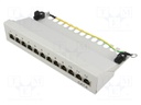 Patch panel; RJ45; Cat: 6; Colour: grey; Number of ports: 12