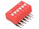 Switch: DIP-SWITCH; Poles number: 6; OFF-ON; 0.025A/24VDC; Pos: 2/6