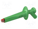 Clip-on probe; 16A; 1kV; green; Socket size: 4mm; Contacts: brass