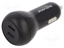 USB power supply; USB C socket x2; Sup.volt: 12÷24VDC; 40W; black