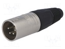 Plug; XLR; male; PIN: 4; straight; for cable; soldering; 10A; 3.5÷8mm