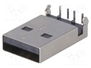 Plug; USB A; on PCBs; THT; PIN: 4; angled 90°; shielded; USB 2.0