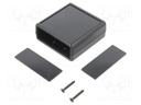 Enclosure: with panel; X: 66.5mm; Y: 66.5mm; Z: 28mm; ABS; black