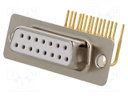 D-Sub; PIN: 15; socket; female; without cover,9,4mm standard; THT