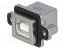 Socket; USB B; MUSB; for panel mounting,screw; THT; angled 90°