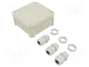 Enclosure: junction box; X: 114mm; Y: 114mm; Z: 58mm; polypropylene