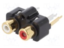 Socket; RCA; female; double; straight; THT; gold-plated