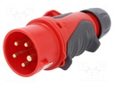 Connector: AC supply 3-phase; plug; male; 16A; 400VAC; IP44; PIN: 5