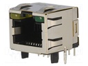 Socket; RJ45; PIN: 8; Cat: 5; shielded,with LED; gold-plated; THT