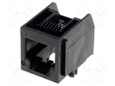 Socket; RJ12; PIN: 6; Cat: 3; PCB snap-in; nickel plated; THT; 16mm
