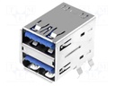 Socket; USB A; on PCBs; THT; angled 90°; double; USB 3.0