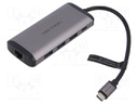 Hub USB; USB 3.0; grey; Number of ports: 9; 0.15m; Colour: black