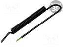 Wire: coiled; 4x0,35mm2; unshielded; PUR; black; 300V; 1500mm