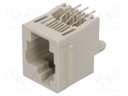 Socket; RJ25; PIN: 6; with panel stop blockade; Layout: 6p6c; THT
